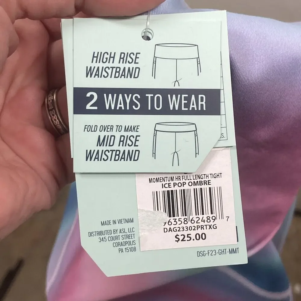 NWT DSG Girls Momentum High-Rise Full Length Tight Ice Pop Ombré Size L